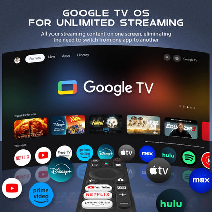 4K Supported Google TV Projector,Google Officially Licensed,Dolby Audio,Electric Focus & Auto Vertical Keystone